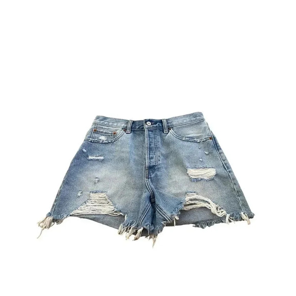 Abercrombie & Fitch Blue The 4" High Rise Distressed Jean Short Size 28/6 - Picture 1 of 4